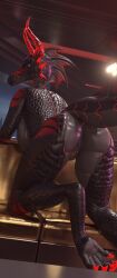 animated anthro ass black_body breasts claws digital_media_(artwork) doktor-savage dragon female genitals hi_res horn markings mythological_creature mythological_scalie mythology nipples non-mammal_breasts nude pussy savage_(doktor-savage) scales scalie solo tail teeth vulva