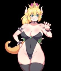 bokuman bowsette female genderswap_(mtf) long_hair non-web_source pose rule_63 solo solo_female solo_focus super_crown super_mario_bros. tail thighhighs turtle_shell waifuhub