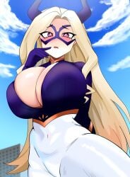 big_ass big_breasts big_breasts big_butt big_thighs big_titties curvaceous curvaceous_female curvaceous_figure curvy curvy_figure curvy_hips female female_focus female_only hatzuhatzu long_hair looking_at_viewer my_hero_academia yellow_hair yuu_takeyama