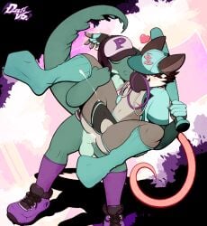 alligator alligatorid american_opossum anal anal_orgasm anal_sex anthro anthro_on_anthro anthro_penetrated anthro_penetrating anthro_penetrating_anthro balls baseball_bat baseball_cap bat_(object) bodily_fluids cheek_tuft closed_eyes clothed clothing crocodilian cum cum_in_ass cum_inside cum_through_jockstrap cumshot dustythebat ejaculation erection facial_tuft fingerless_gloves footwear fur genital_fluids genitals gloves green_body green_scales grey_body grey_fur half-closed_eyes hands-free handwear hat headgear headwear heart_symbol hi_res humanoid_genitalia humanoid_penis jockstrap jockstrap_on_face looking_pleasured male male/male male_penetrated male_penetrating male_penetrating_male mammal marsupial narrowed_eyes open_clothing open_mouth open_shirt open_smile open_topwear orgasm penetration penile penile_penetration penis penis_in_ass pink_body pink_skin prostate_orgasm reptile scales scalie scuted_tail sex shirt shoes smile sneakers socks tan_body tan_fur topwear tuft underwear virginia_opossum