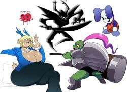 antlers armor armored_male big_ass big_breasts big_hammer black_antlers blonde_hair blue_antlers blue_eyes blue_lipstick carol_holiday clothed_female clothed_male clothing cyberlord1109 deer deer_ears deer_girl deltarune deltarune_chapter_3 deltarune_chapter_4 gerson grandpa green_skin hag hammer huge_ass huge_breasts older_male one_eye_closed pearl_necklace pink_hair ramb_(deltarune) ricardio_the_heart_guy sad sad_expression sfw sweat sweating sweaty sweaty_breasts sword tagme the_knight_(deltarune) the_roaring_knight thick_thighs yellow_eyes yellow_teeth