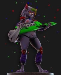 3d 3d_(artwork) absurd_res animatronic anthro areola big_breasts bracelet breasts canid canine canis collar ear_piercing ear_ring female five_nights_at_freddy's five_nights_at_freddy's:_security_breach genitals hi_res jewelry keyboard_instrument keytar looking_down machine mammal musical_instrument nipples piercing pubic_tattoo pussy ring_piercing robot roxanne_wolf scottgames solo spiked_bracelet spiked_collar spikes steel_wool_studios tail witta wolf yellow_eyes