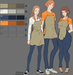 3girls alternate_universe atlus bigger_male concept_art dojima_nanako hanamura_yousuke junes konishi_saki muscular_female persona persona_4 safe_for_work saki sketch tagme uniform wankofool