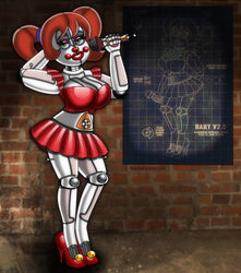 android anthro baby_(fnafsl) breasts circus_baby circus_baby_(fnaf) five_nights_at_freddy's high_heels red_hair sandybelldf skirt solo twintails