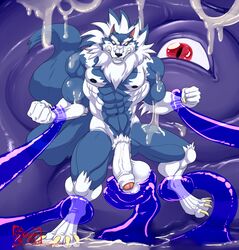 1boy 2019 4_toes 5_fingers \darkstalkers abs animal_genitalia anthro ball_grab balls biceps big_penis black_skin blue_fur blue_hair blue_skin bound canid canine canis capcom darkstalkers demon digitigrade duo erection forced fur gallon gloves gloves_(marking) goo_creature hair hi_res huge_cock humanoid humanoid_penis hungothenomster imminent_rape imminent_sex jon_talbain kuromaru kuromaru_(mugen) large_penis m.u.g.e.n male male_only mammal mane markings multicolored_fur multicolored_hair multicolored_skin muscular muscular_male muscular_thighs nipples nude pecs penis pubes pubic_hair red_eyes restrained rubber sharp_teeth sheath socks_(marking) standing tar teeth tentacle toes two_tone_fur two_tone_hair two_tone_skin uncut vampire_savior vein video_games were werecanid werecanine werewolf white_fur white_hair white_skin wolf yaoi