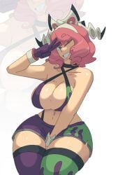 1girls belly big_breasts breasts cleavage female female_only game_freak hair hips huge_breasts klara_(pokemon) leedraw11 legwear pink_hair pokemon pokemon_ss purple_eyes purple_thighhighs solo solo_female thick_thighs thighhighs thighs topwear wide_hips