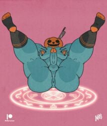 abs anus ass balls bara biceps big_balls big_penis erection halloween holidays male male_nipples male_only mrbaraman muscular_male nipples nude pecs penis pumpkin_head pumpkin_head_(character)