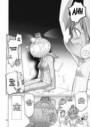 aftermath breasts comic cum cum_container dialogue drinking_cum english_dialogue english_text female helmet monochrome my_hero_academia page_30 page_number swallowing text