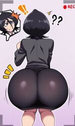 ai_generated black_hair bleach booty bottom_heavy bubble_ass bubble_butt caked_up hyper_ass kuchiki_rukia pixelsin rukia_kuchiki tagme thick_legs thick_thighs thighs