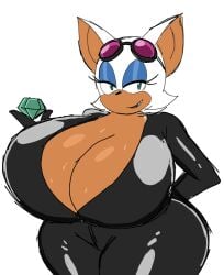 alternate_body_type alternate_breast_size anthro anthro_only breasts breasts_bigger_than_head catwoman_(cosplay) cosplay dc_comics female female_focus female_only furry furry_female furry_only huge_breasts momiji_(artist) rouge_the_bat sega solo solo_female sonic_(series) thick