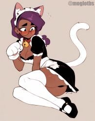 ai_generated ass brawl_stars dark_skin glasses low_ponytail maid moglotbs rosa_(brawl_stars)