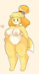 animal animal_crossing breasts breasts canine completely_naked_female diders isabelle_(animal_crossing) naked nintendo wide_hips