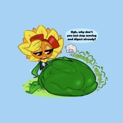 1girls ass belly belly_bulge breasts female female_only female_pred flora_fauna gael2000 plant plants_vs._zombies plants_vs_zombies popcap_games pred solar_flare_(pvz) sunflower_(pvz) vore vore_belly