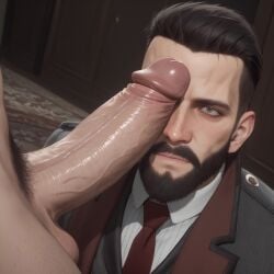 2boys ai ai_generated artist_request beard big_penis gay geoffrey_mccullum jonathan_reid large_penis male male_only penis_on_face suit vampire vampyr white_penis yaoi