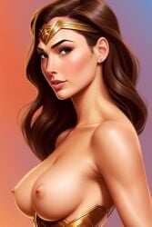 ai_generated brown_hair female illustration nudity side_view wonder_woman