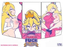 1boy 2girls animated artist_name big_breasts blonde_hair blowjob breasts busty cock_worship crown ear_piercing edit elbow_gloves eyebrows_visible_through_hair fellatio gloves hands_on_breasts high_heels huge_breasts ilustretsspoks larger_female long_hair mario mario_(series) moustache nintendo no_sound open_mouth outercourse paizuri partially_colored patreon patreon_username perpendicular_paizuri ponytail princess_peach princess_rosalina pubic_hair sketch smaller_male smile smiling stand_and_carry_position standing standing_sex super_mario_3d_all-stars super_mario_64 super_mario_galaxy super_mario_sunshine tagme thick_penis video white_skin