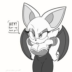 bat bat_wings big_breasts breasts cleavage clothing elbow_gloves gloves hi_res highres huge_breasts large_breasts rouge_the_bat solo solo_female sonic_(series) tan thick_thighs weirder_garrett white_hair