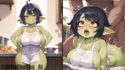 ai_generated apron billythespy goblin goblin_female green_skin large_ass large_breasts shortstack tagme