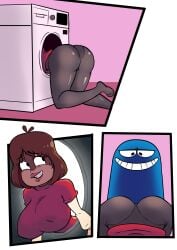 big_ass big_breasts bloo brown_hair brown_hair cartoon_network foster's_home_for_imaginary_friends gearfou genderswap_(mtf) large_ass large_breasts mac_(fhfif) mischievous_smile rule_63 thick_thighs wide_hips