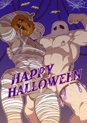 abs balls bara biceps big_balls big_penis erection gay ghost ghost_boy halloween holidays male male/male male_nipples male_only mummy muscular_male nipples nude pecs penis pppppppppq