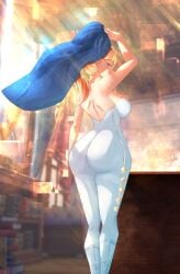 absurdres ass blonde_hair breasts dress female genshin_impact highres huge_ass jean_(genshin_impact) kanzatitties knight large_breasts thick_thighs thighs white_dress