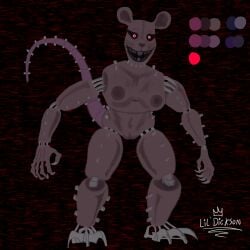 big_breasts five_nights_at_candy's five_nights_at_candy's_3 monster monster_rat_(fnac3) rat_(fnac) rat_tail red_background red_eyes static