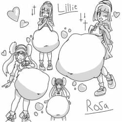 blueb140 lillie_(pokemon) pokemon rosa_(pokemon) tagme vore vore_belly