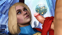 3d blonde_hair blue_eyes dc dc_comics eltanotator injustice_2 oral supergirl