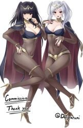 2girls bodystocking doiparuni fire_emblem fire_emblem_awakening heels long_fingernails nail_polish robin_(fire_emblem) robin_(fire_emblem)_(female) tharja_(fire_emblem) tharja_(fire_emblem)_(cosplay)