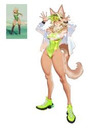 afk_journey breasts cat_ears cat_tail feline feline_ears feline_humanoid furry furry_breasts furry_ears furry_female furry_only furry_tail lenya_(afk_journey) running_shoes sports_bra sportswear tagme thick_thighs wide_hips