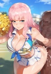 ai_generated big_ass big_breasts cheerleader cheerleader_outfit cheerleader_uniform chika dark-skinned_male fujiwara_chika giant_ass giant_breasts huge_ass huge_breasts ignisai tagme