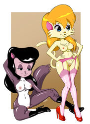 absurd_res anthro asesimio breasts cleo_catillac duo female hi_res pussy roxy_(catillac_cats) stockings the_catillac_cats