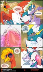 1boy 1girls 2019 5_panel_comic alternate_color anthro anthrofied avian big_penis black_border blonde_hair blue_fur blush claws closed_eyes comic cum domination duo english_text erection female femdom feral fur furaffinity furry glowing hair hi_res ho-oh huge_cock interspecies larger_male legendary_pokémon male matemi motion_lines nintendo nude one_eye_closed original_character page_8 patreon_reward paws penetration penis pokémon_(species) pokemon pokemon_gsc pokemon_usm pussy pussy_juice questionable_consent red_eyes ridiculous_fit sex shiny_pokemon size_difference smaller_female stomach_bulge straight talons text thick_thighs trembling url vaginal_penetration video_games watermark whiskers white_fur white_hair wide_hips wings yellow_eyes yellow_fur zeraora zero_(vavacung)