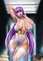 1girls athena_(saint_seiya) breasts breasts_focus deity dress eyebrows eyelashes female female_focus female_only goddess legs lips long_hair patreon patreon_logo patreon_url patreon_username purple_hair saint_seiya saori_kido shounen_jump solo solo_female solo_focus thick_thighs thighs transparent_clothing transparent_dress voluptuous voluptuous_female white_dress wide_hips