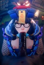 1boy 1girls 3d 3d_animation alternative_costume animated asian_female blowjob blowjob_face dark-skinned_male dark_skin deepthroat face_fucking fellatio female glasses interracial jiangshi_mei large_breasts lazper looking_at_viewer male mei_(overwatch) on_knees oral overwatch pov shorter_than_30_seconds sound stockings straight tagme vertical_video video