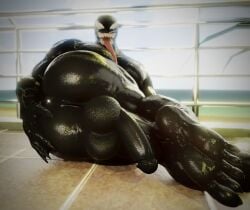 1boy 3d 3d_model 3d_render alien alien_humanoid anthro anus ass balls big_ass big_butt big_cock big_penis black_body black_skin bubble_ass bubble_butt dace_renders feet humanoid inviting_to_sex long_tongue male male_only marvel marvel_comics monster muscular muscular_male penis soles symbiote toes tongue tongue_out venom_(marvel) white_eyes