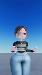 1girls 3d animated ass baseplate big_ass clothed fat_ass gif jeans milf mlpshoegaze mom_jeans mother oc original roblox robloxian self_upload solo tagme