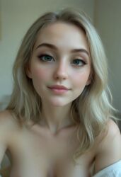 ai_generated big_breasts blonde_hair cute_face fair_skin light-skinned_female selfie