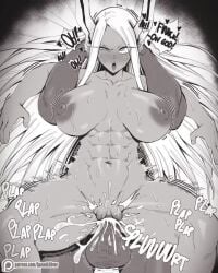 1boy 4:5 abs absurdres ahe_gao animal_ears blush boku_no_hero_academia collarbone cum cum_in_pussy dark-skinned_male dark_nipples dark_skin english_commentary english_text female grey_hair heart highres large_areolae lifting_person long_eyelashes long_hair male male/female miruko monochrome motion_lines my_hero_academia navel nipples open_mouth parted_bangs patreon_username plap pussy pussy_juice qpafterhoursch rabbit_ears rabbit_girl reverse_suspended_congress saliva sex shorter_than_30_seconds sound sound_effects speedl00ver spread_legs standing standing_sex stomach straight sweat tears testicles thick_thighs thighs toned_female twitter_link uncensored uneven_eyes vaginal_penetration vertical_video very_long_hair video