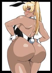 big_ass blonde_hair blue_eyes bunny_ears bunnysuit dark-skinned_female dark_skin female gyaru huge_ass komusou_(jinrikisha) kuro_gyaru large_ass lingerie maki_somei original solo tan tan_body tan_skin teenager twintails