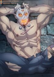 activision bara blizzard_entertainment bulge clothing halloween holidays jack_morrison male male_nipples male_only manly muscular_male nipples overwatch overwatch_2 slasher_76 soldier_76