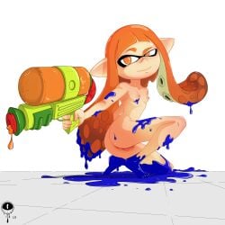 1female 1girls anus areola ass asshole blue_fluid blue_paint breasts female female_focus female_only fluids girl inkling inkling_cum inkling_girl kaori_(splatoon) lx_art naked naked_female nintendo nintendo_switch nipples nude nude_female orange orange_eyes orange_hair paint plain_background pointed_ears pussy simple_background small_breasts smile smiling splatoon splatoon_(series) splatoon_2 splattershot squid tentacle tentacle_hair weapon white_background