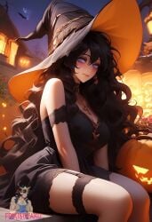 ai_generated frik10taku halloween korean messy_hair pale_skin witch witch_hat