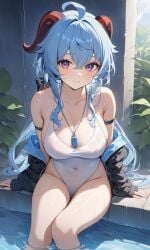 ai_generated ganyu_(genshin_impact) genshin_impact pool poolside swimsuit