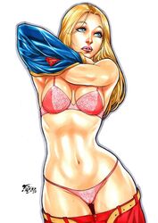 1girls 2018 argoan belt blonde_eyebrows blonde_female blonde_hair blue_eyes bra breasts breasts_apart dated dc dc_comics ed_benes_studio female female_only fred_benes kara_zor-el kryptonian lingerie medium_breasts navel panties pink_bra pink_lingerie pink_panties pink_thong pink_underwear red_skirt shirt_lift shirt_removed signature skirt skirt_down solo stripping supergirl superheroine thighs thong top_lift unbuckled_belt underwear white_background yellow_belt