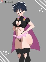 big_ass cameltoe cape dcreature666 dragon_ball dragon_ball_super dragon_ball_z medium_breasts short_hair stockings thong tummy videl