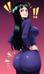 ai_generated black_hair bubble_ass bubble_butt dress_inside_ass female female_only hands_on_hips hyper nico_robin one_piece pixelsin tagme thick_ass thick_thighs