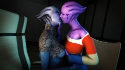 2girls 3d absurd_res absurd_resolution absurdres alien alien_girl alien_humanoid alien_only aria_t'loak asari asarimaniac blue-skinned_female blue_body blue_skin breast_grab closed_eyes clothed female female_only high_resolution highres kissing lesbian lesbian_kiss liara_t'soni mass_effect mass_effect_2 purple-skinned_female purple_body purple_skin tongue_kiss underboob yuri