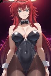 1girls ai_generated bodysuit breasts bunnysuit cameltoe clowenqq female female_only high_school_dxd long_hair looking_at_viewer pantyhose red_hair rias_gremory smirk solo standing