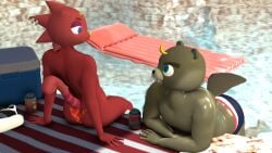 2boys animal_crossing ass big_butt c.j._(animal_crossing) chubby daemont92 femboy flick_(animal_crossing) gay lizard male male/male nintendo nipples source_filmmaker